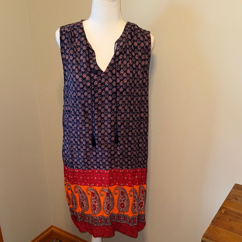 NEW Navy Orange Swim Coverup Dress Large